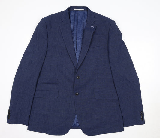 Burton Mens Blue Polyester Jacket Suit Jacket Size 46 Regular