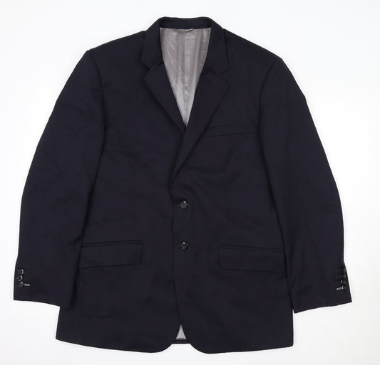Kings & Allen Mens Blue Polyester Jacket Suit Jacket Size 44 Regular