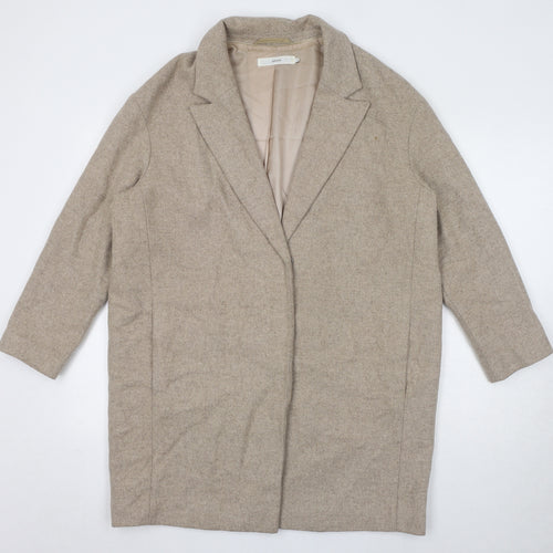 John Lewis Womens Beige Overcoat Coat Size 12 Snap