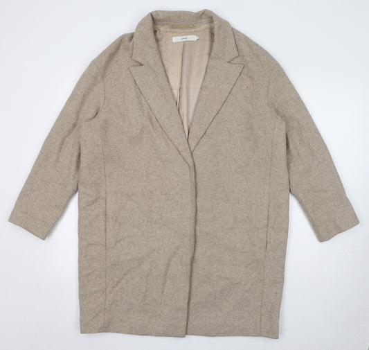 John Lewis Womens Beige Overcoat Coat Size 12 Snap