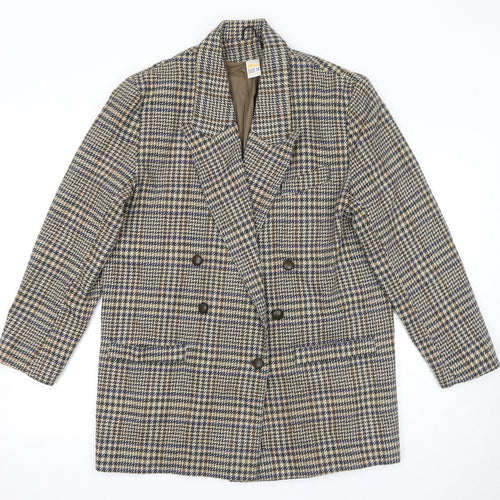 Etam Womens Beige Geometric Jacket Blazer Size 14 Button