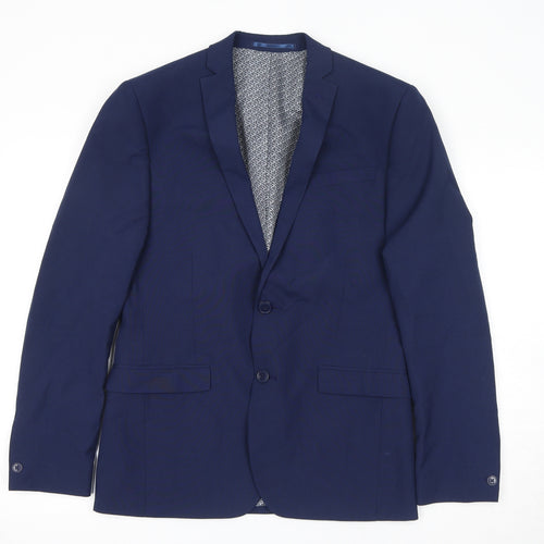 Red Herring Mens Blue Polyester Jacket Suit Jacket Size 38 Regular