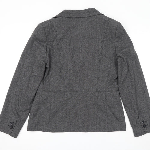 Autonomy Womens Grey Polyester Jacket Blazer Size 12 - Shoulder Pads