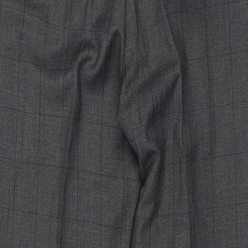Dobell Mens Grey Check Polyester Dress Pants Trousers Size 30 in L24 in Regular Zip