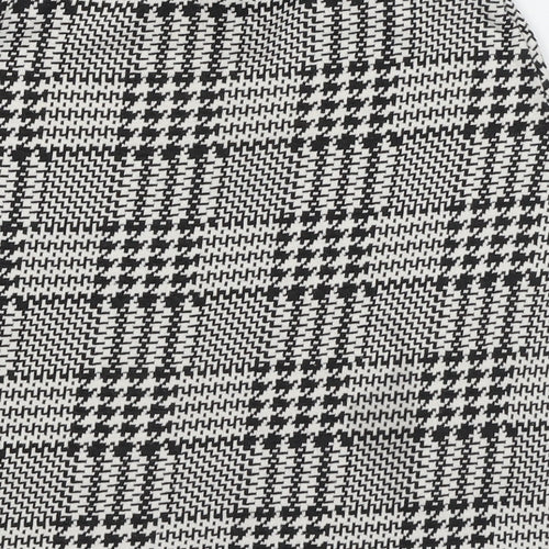 New Look Womens Black Geometric Polyester A-Line Skirt Size 8 - Houndstooth Pattern
