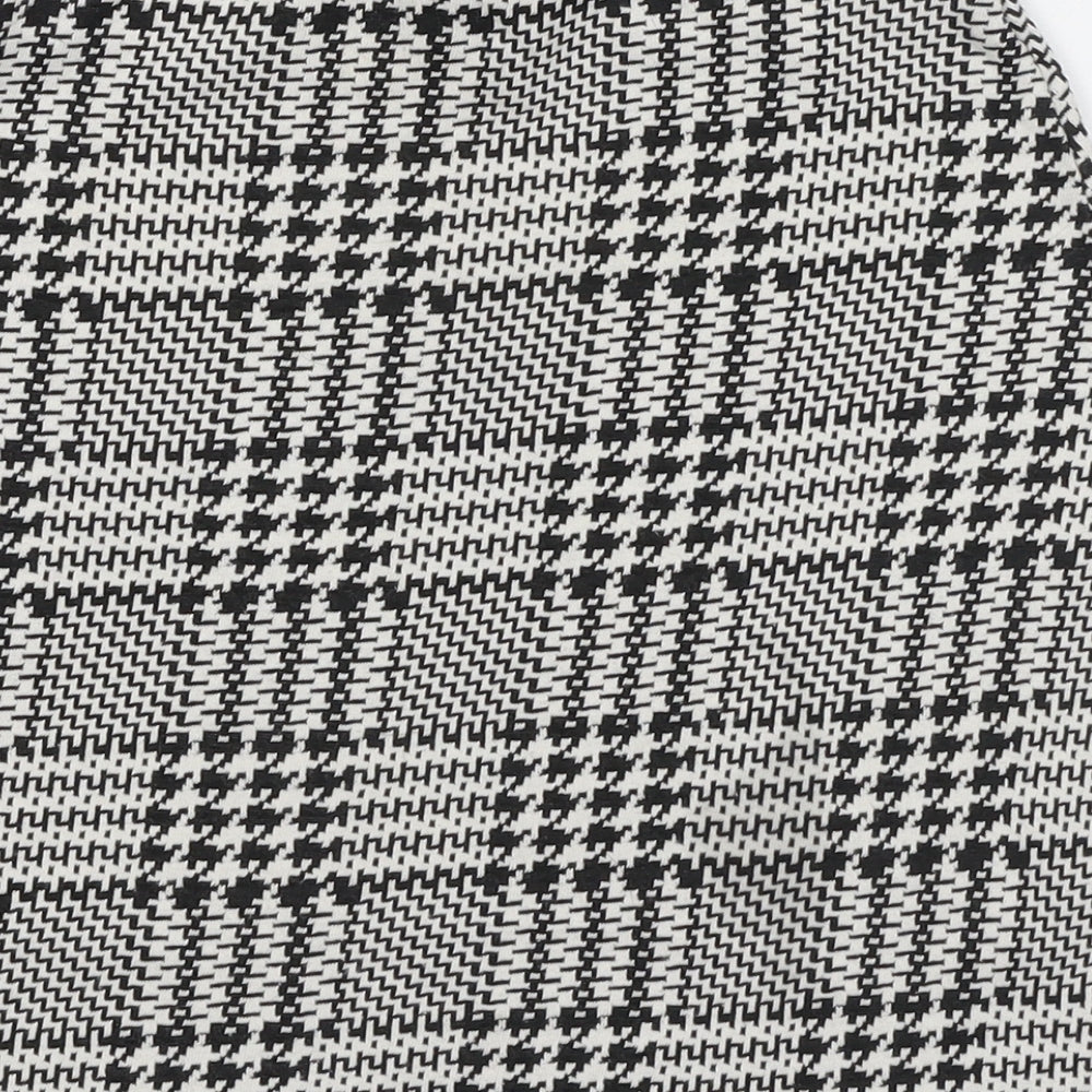 New Look Womens Black Geometric Polyester A-Line Skirt Size 8 - Houndstooth Pattern