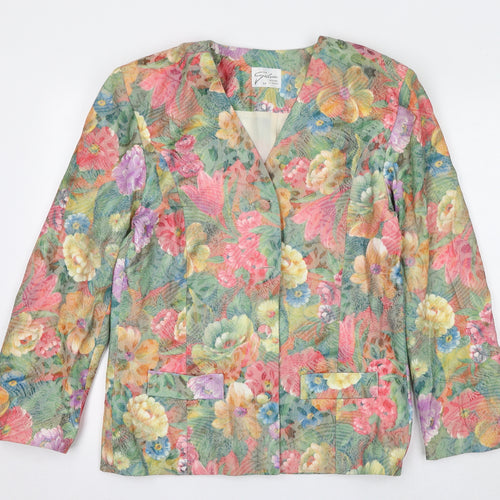 Galvia Womens Multicoloured Floral Jacket Blazer Size 14 Button