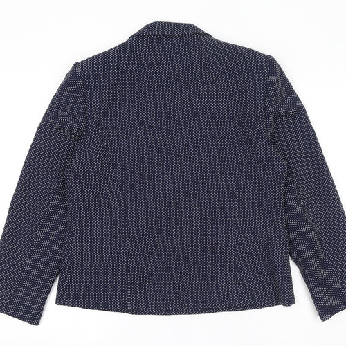 Eastex Womens Blue Polka Dot Jacket Blazer Size 12 Button