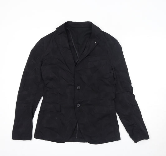 Zara Womens Black Jacket Blazer Size 14 Button