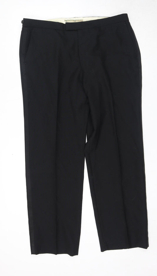 Canada Mens Black Polyester Trousers Size 36 in L28 in Regular Zip