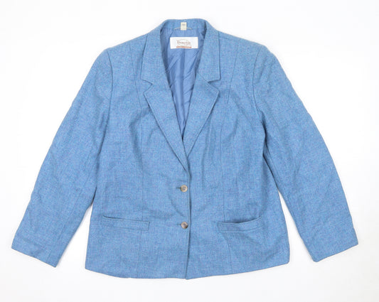 EWM Womens Blue Jacket Blazer Size 16 Button