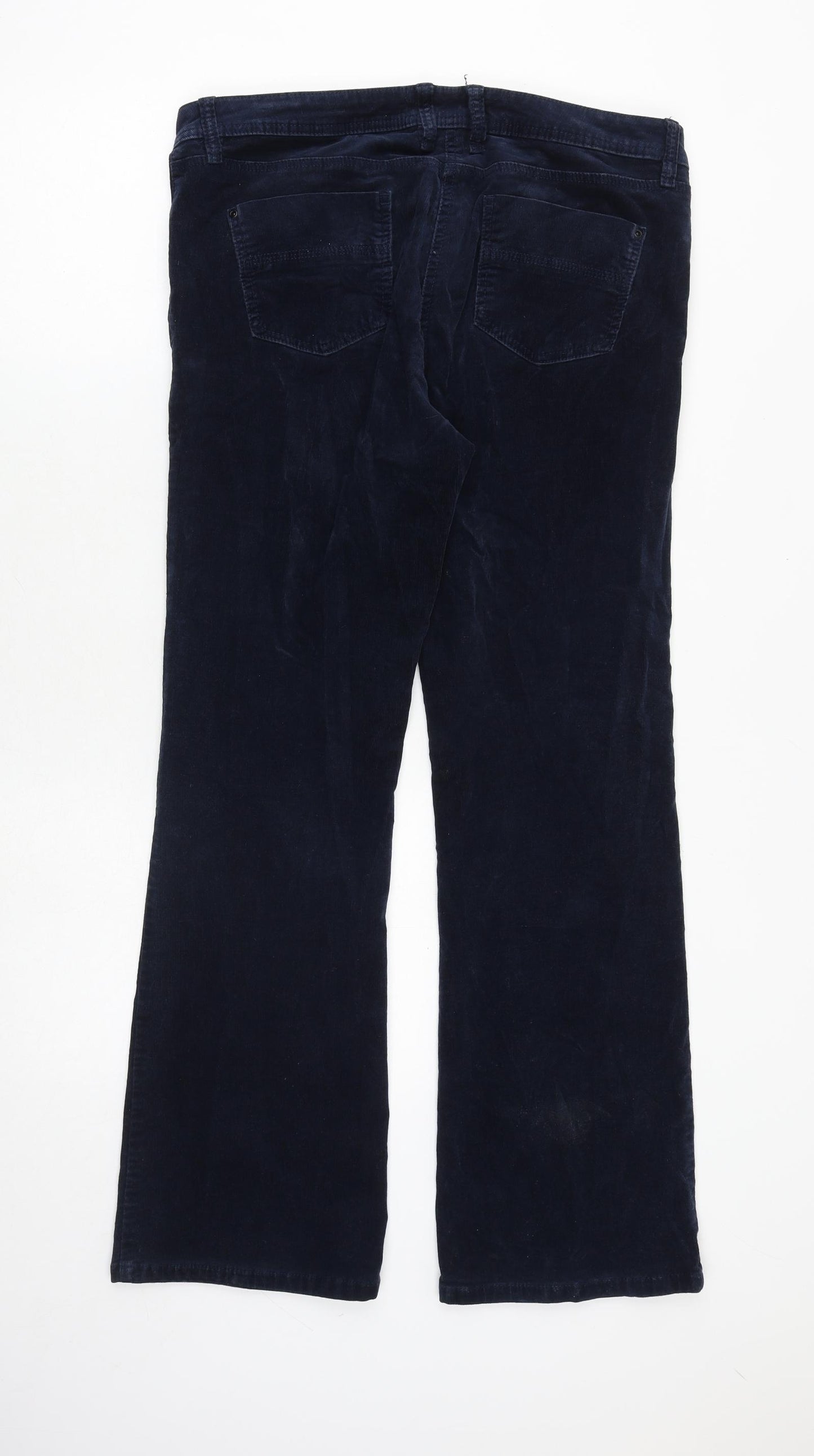 NEXT Womens Blue Cotton Trousers Size 14 Regular Zip