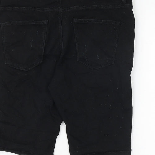 River Island Mens Black Cotton Bermuda Shorts Size 32 in Regular Zip