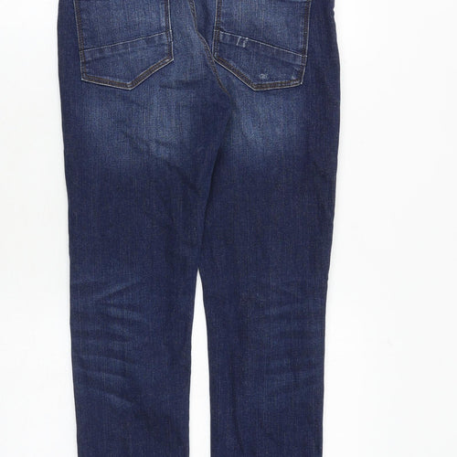 NEXT Boys Blue Cotton Skinny Jeans Size 13 Years Regular Zip - Distressed
