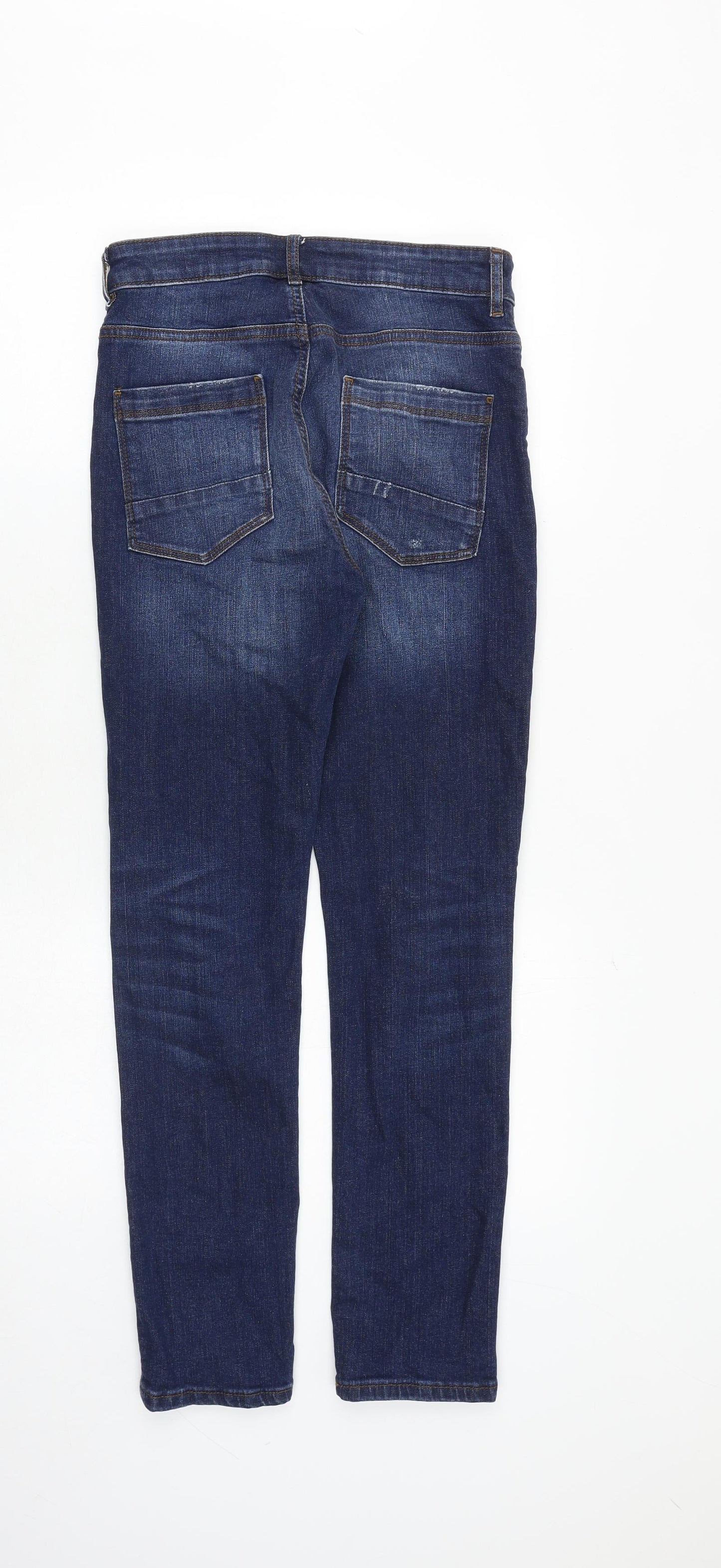 NEXT Boys Blue Cotton Skinny Jeans Size 13 Years Regular Zip - Distressed