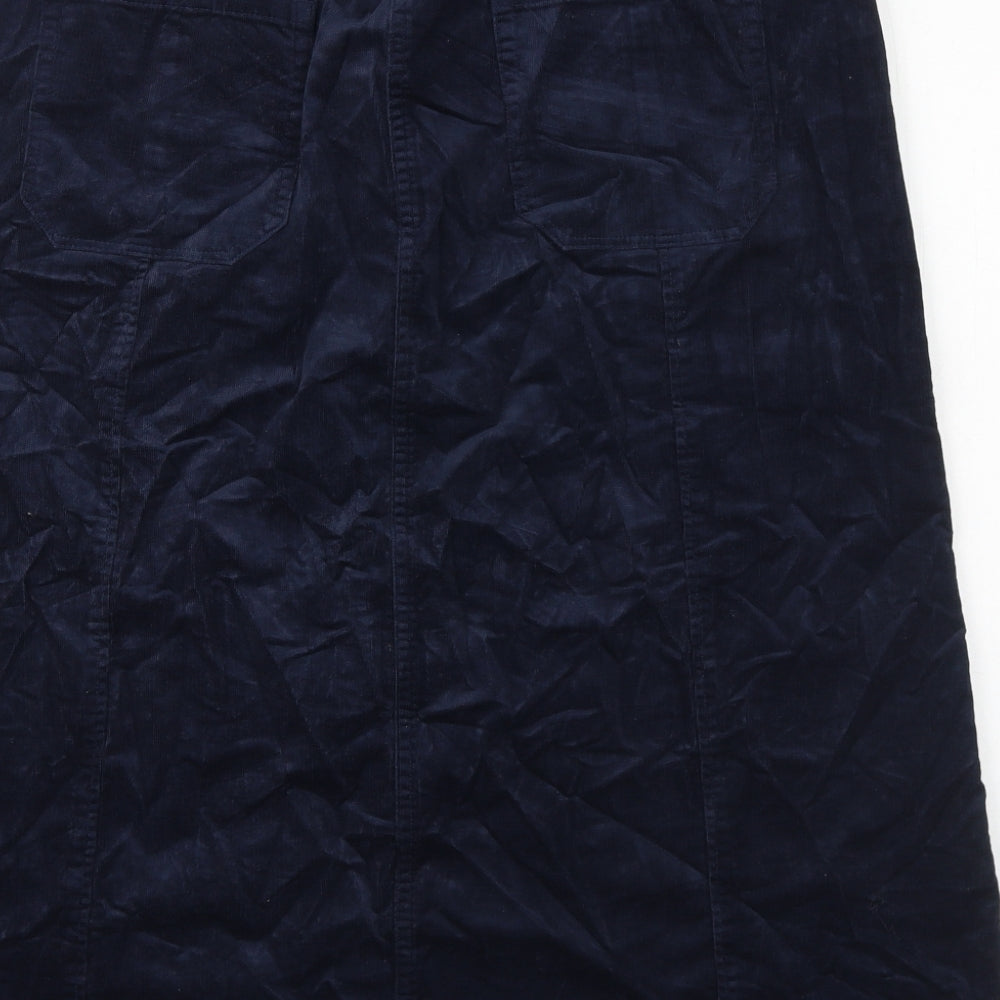 Per Una Womens Blue Cotton A-Line Skirt Size 16 Button