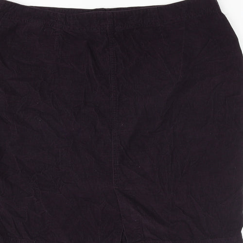 Marks and Spencer Womens Purple Cotton A-Line Skirt Size 16 Zip