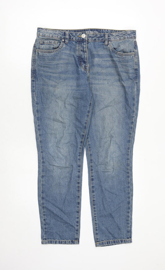 NEXT Womens Blue Cotton Straight Jeans Size 12 Regular Zip