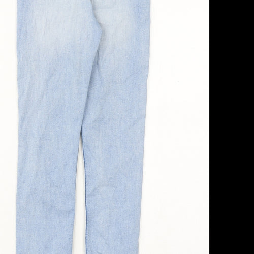 H&M Girls Blue Cotton Skinny Jeans Size 11-12 Years Regular Zip