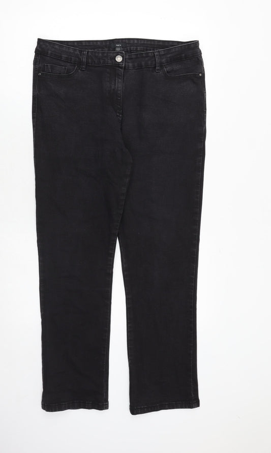 M&Co Womens Black Cotton Skinny Jeans Size 14 Regular Zip