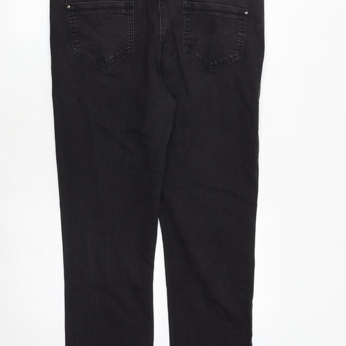 M&Co Womens Black Cotton Skinny Jeans Size 14 Regular Zip