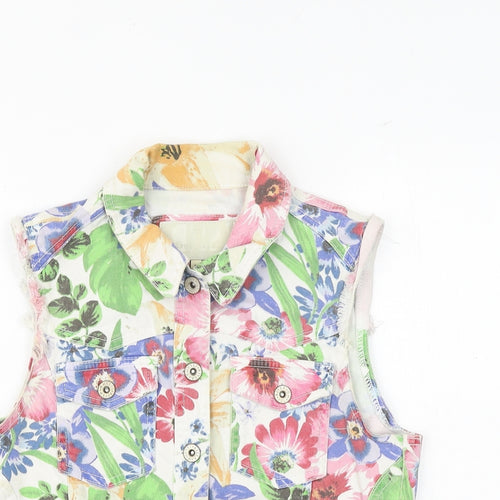 River Island Womens Multicoloured Floral Gilet Jacket Size 12 Button