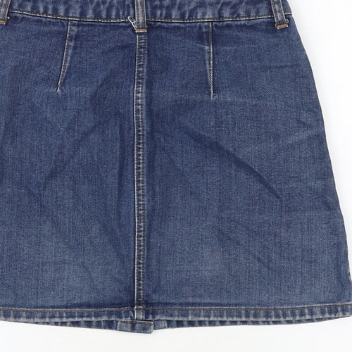 Miss Selfridge Womens Blue Cotton A-Line Skirt Size 6 Button