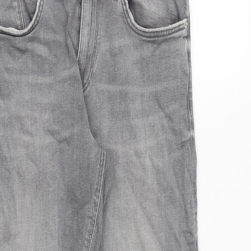 River Island Mens Grey Cotton Straight Jeans Size 30 in Regular Zip - Short Leg