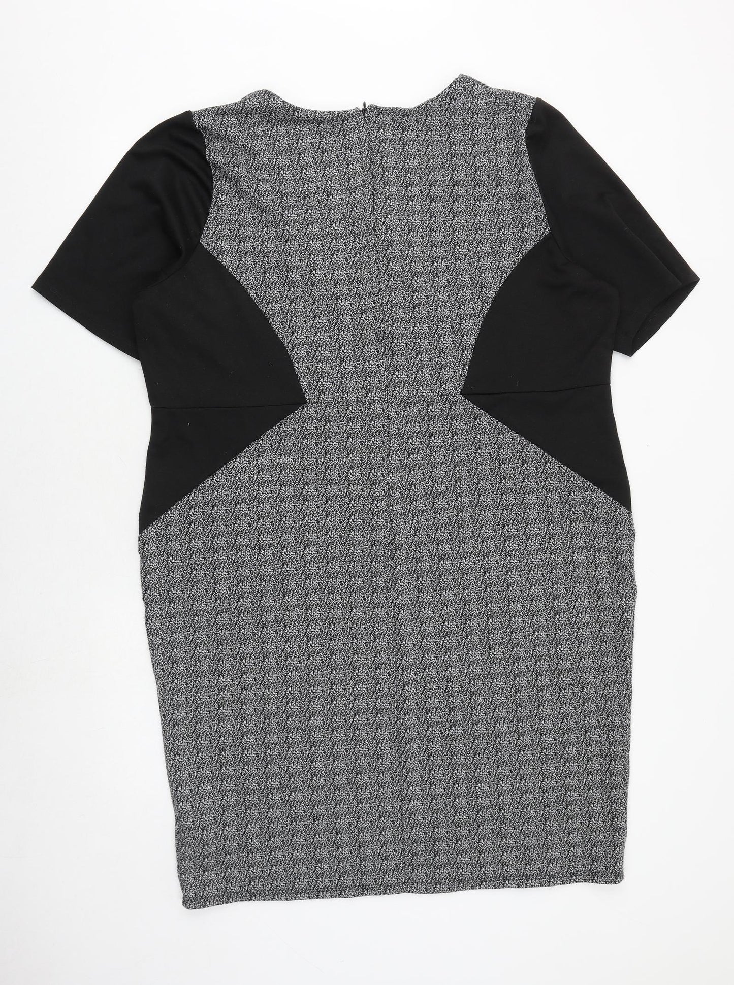 Anthology Womens Grey Geometric Polyester Shift Size 26 V-Neck Zip