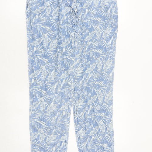NEXT Womens Blue Geometric Lyocell Carpenter Trousers Size 10 Regular Tie - Leaf Pattern