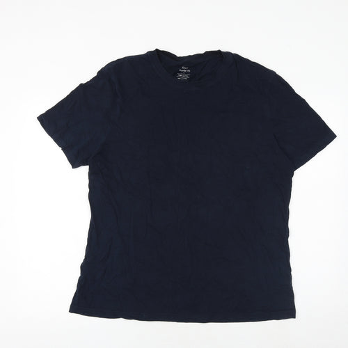 Marks and Spencer Mens Blue Cotton T-Shirt Size L Round Neck