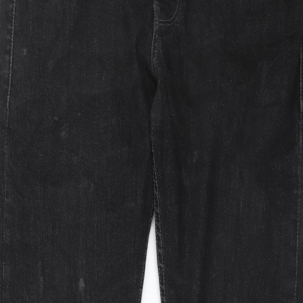 JED Mens Black Cotton Straight Jeans Size 32 in Regular Button