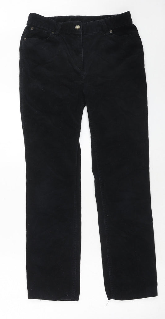 Marks and Spencer Womens Black Cotton Trousers Size 30 in Regular Zip