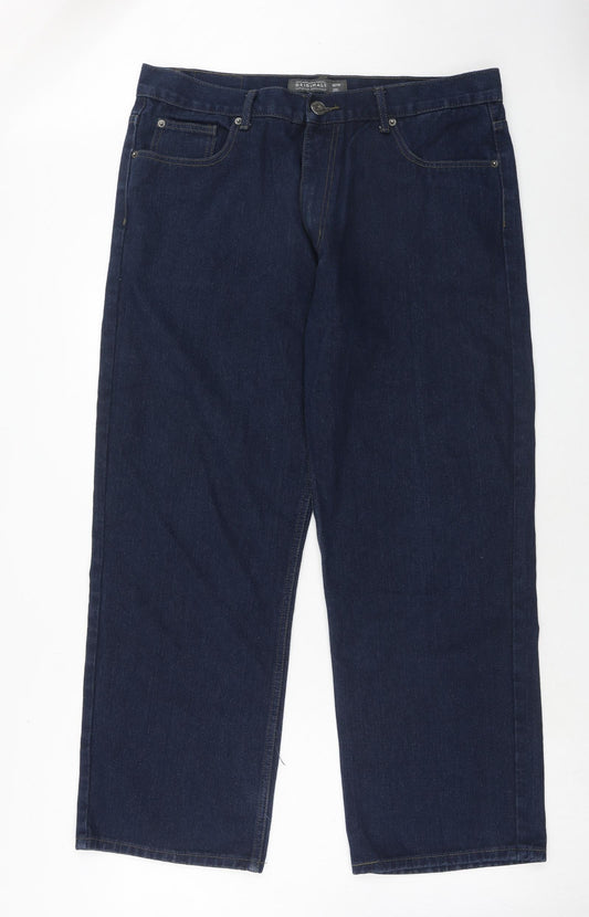 Waredrobe Essentails Mens Blue Cotton Straight Jeans Size 40 in L29 in Regular Zip