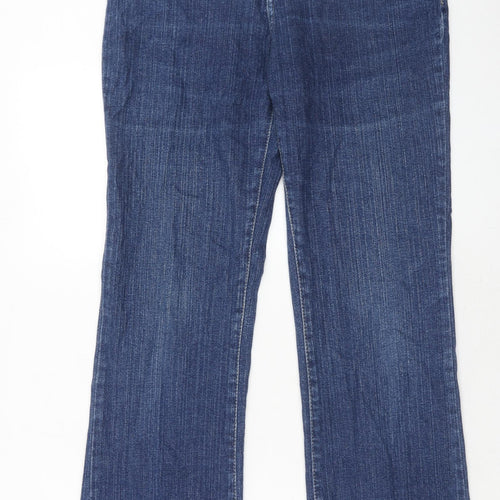Per Una Womens Blue Cotton Bootcut Jeans Size 10 Regular Zip
