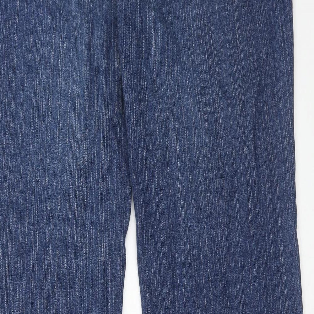 Per Una Womens Blue Cotton Bootcut Jeans Size 10 Regular Zip