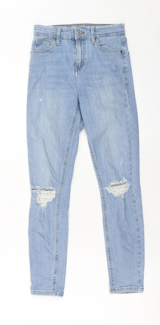Topshop Womens Blue Cotton Skinny Jeans Size 25 in L28 in Regular Zip
