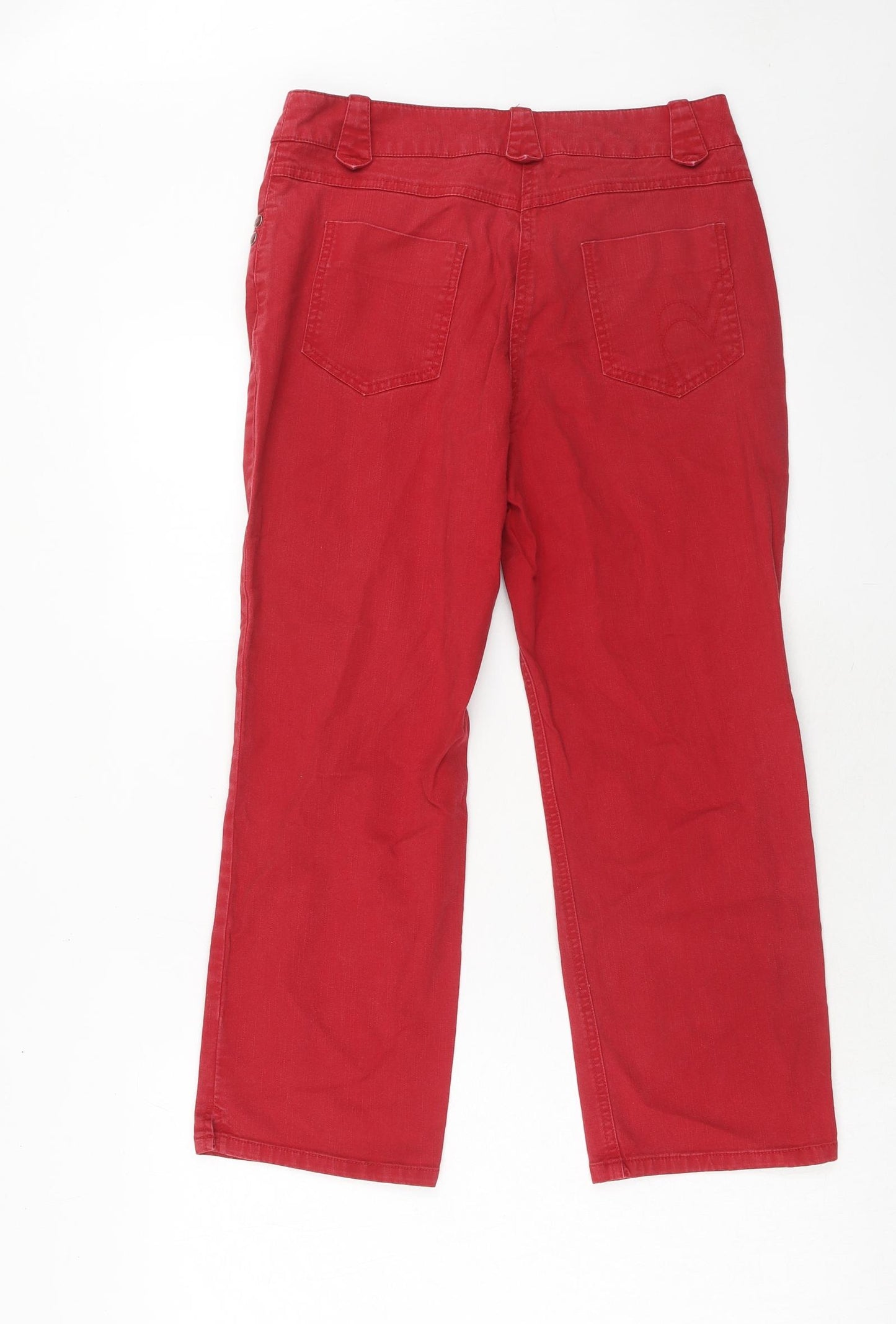 Per Una Womens Red Cotton Straight Jeans Size 10 Regular Zip