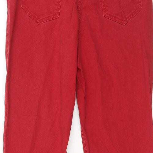 Per Una Womens Red Cotton Straight Jeans Size 10 Regular Zip