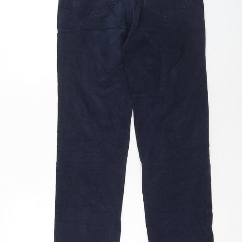 Marks and Spencer Womens Blue Cotton Trousers Size 10 Regular Zip