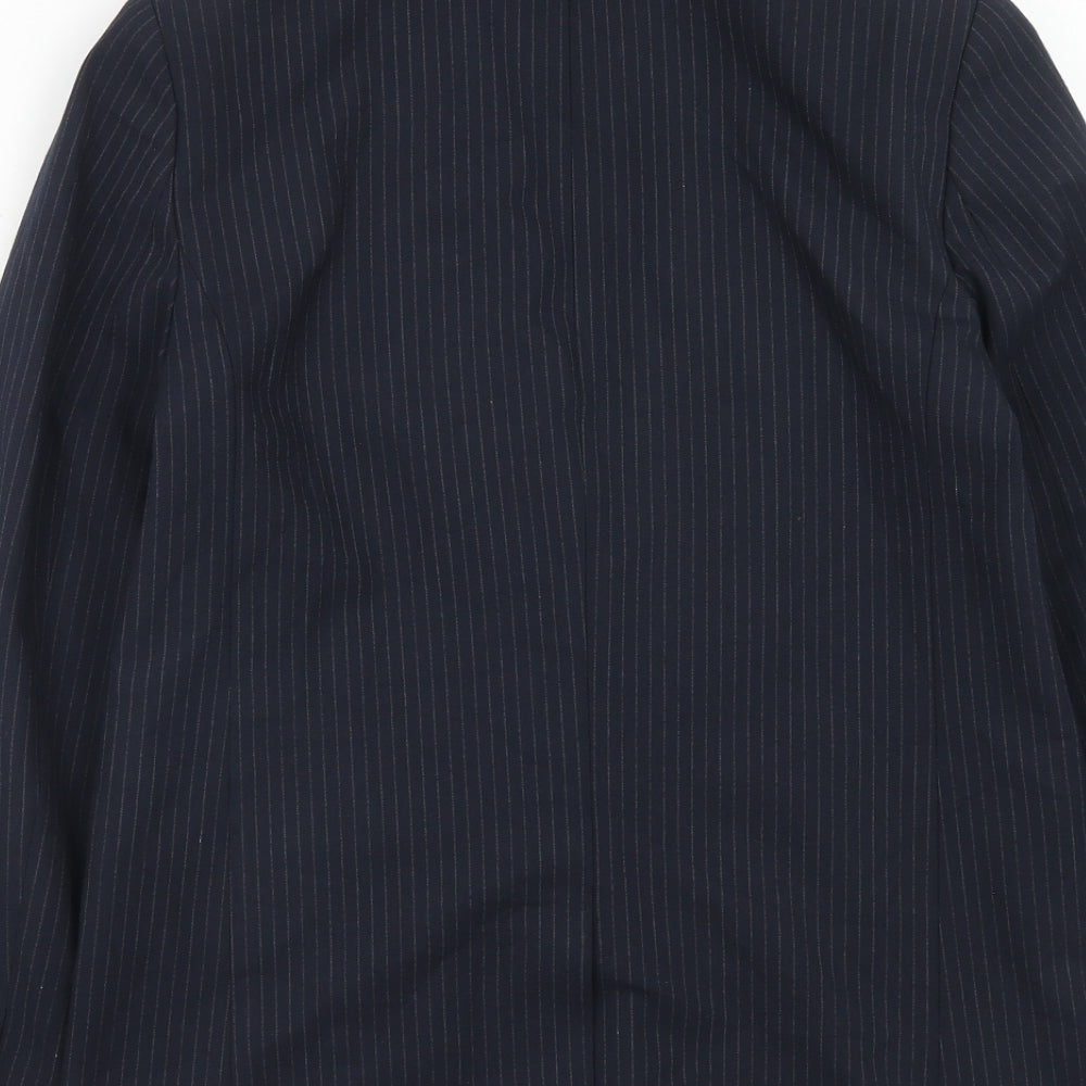 Marks and Spencer Womens Blue Pinstripe Polyester Jacket Suit Jacket Size 8