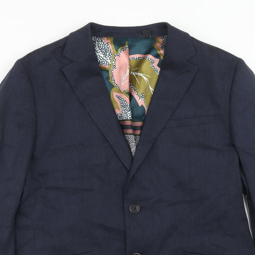 Ted Baker Mens Blue Linen Jacket Suit Jacket Size 38 Regular