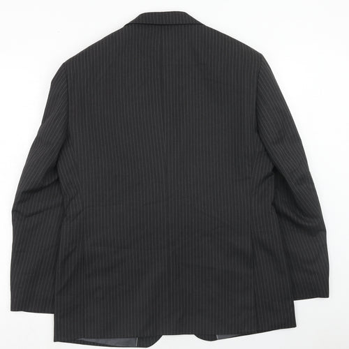 Marks and Spencer Mens Grey Striped Polyester Jacket Suit Jacket Size 40 Regular