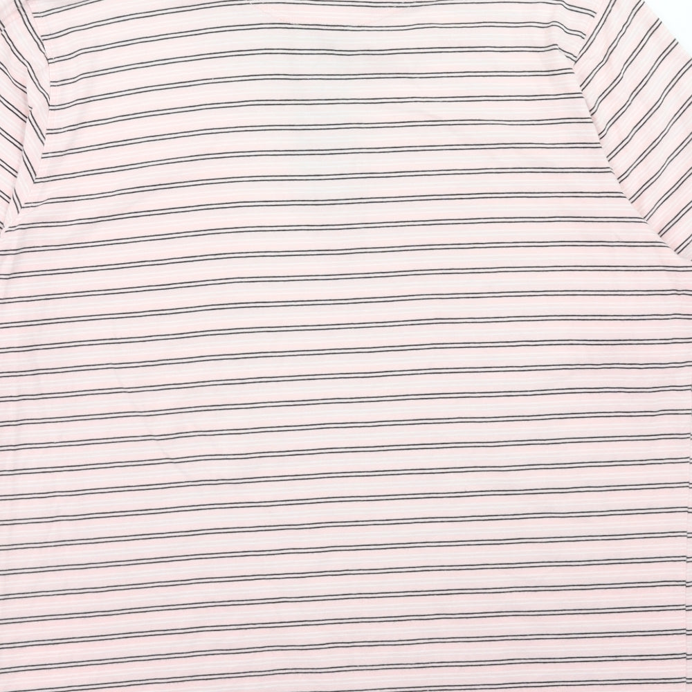 Pierre Cardin Mens Pink Striped Cotton Polo Size L Collared Button