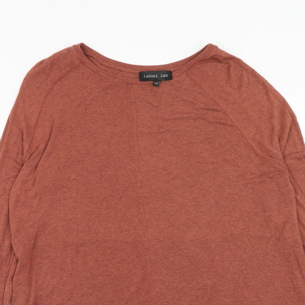 Label Lab Womens Orange Viscose Basic T-Shirt Size 10 Round Neck