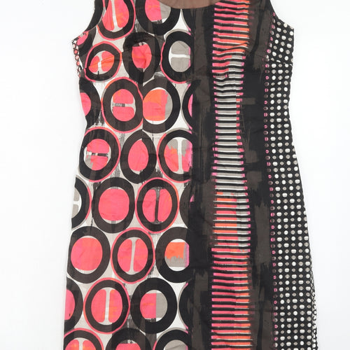 Steilmann Womens Multicoloured Geometric Cotton Shift Size 12 Round Neck Zip