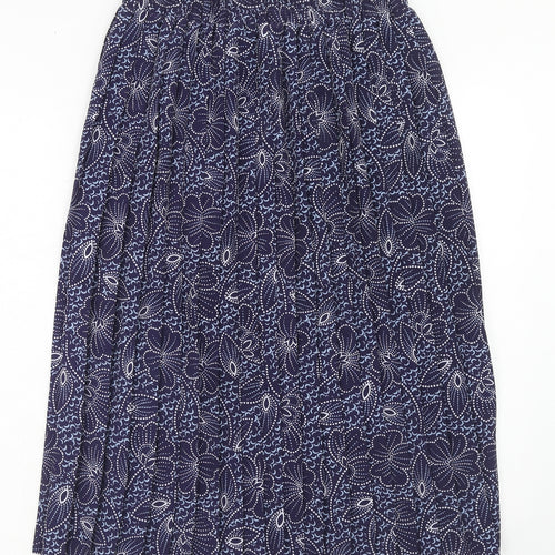 Sarah Hamilton Womens Blue Floral Polyester Pleated Skirt Size 12
