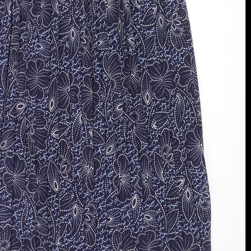 Sarah Hamilton Womens Blue Floral Polyester Pleated Skirt Size 12