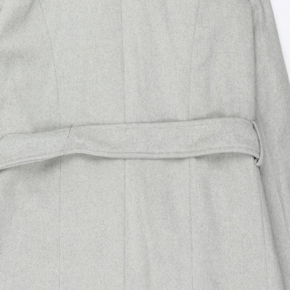 New Look Womens Grey Overcoat Coat Size 14 Button