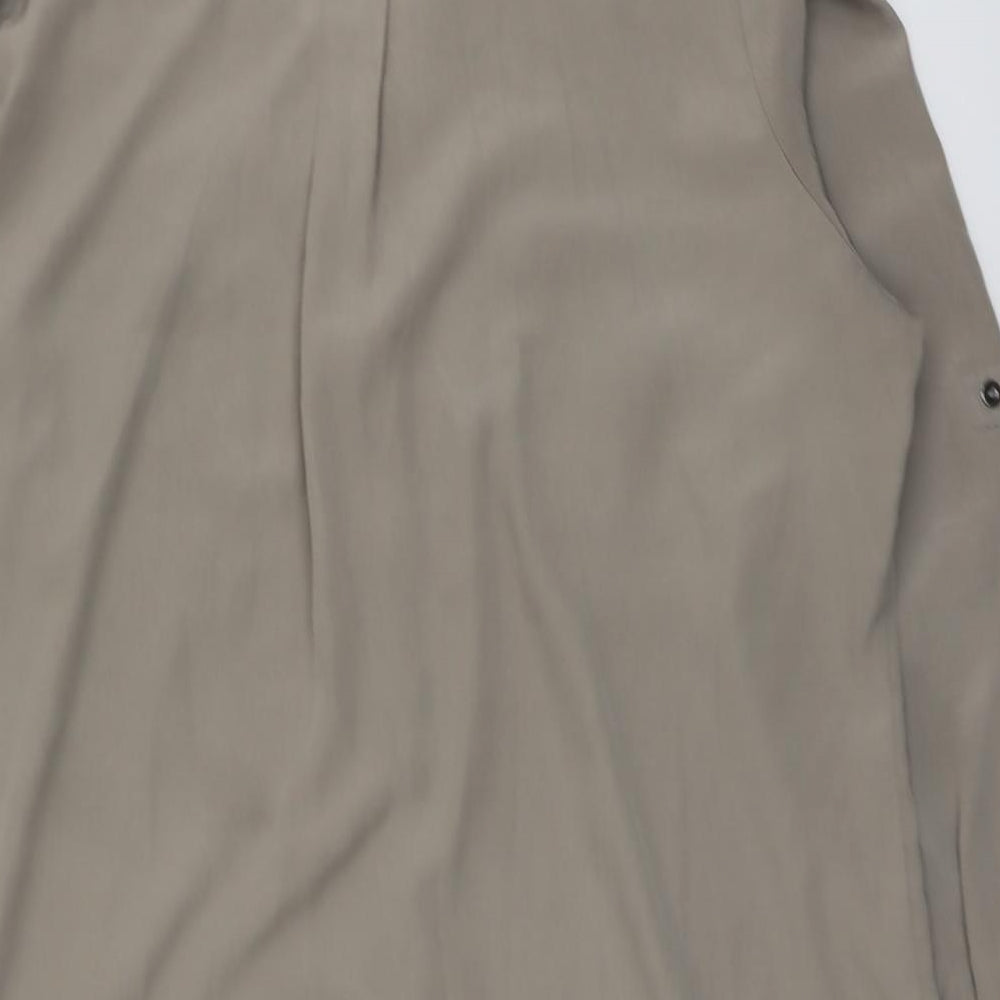 Marks and Spencer Womens Beige Polyester Basic Blouse Size 16 V-Neck